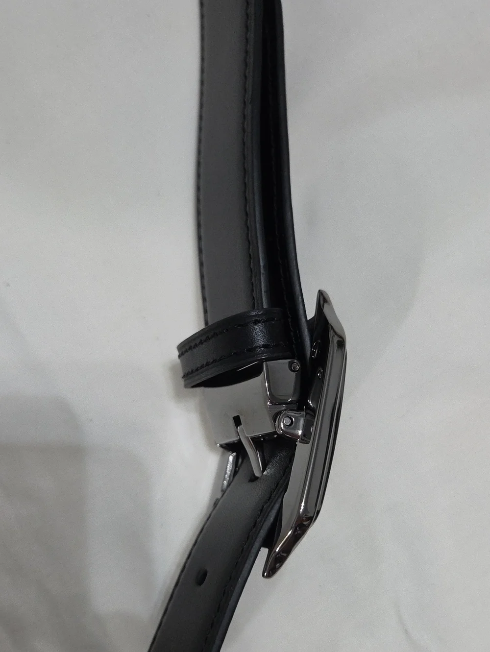 Cartie Santos Reversible Black Brown Leather Belt Dark Chrome Buckle